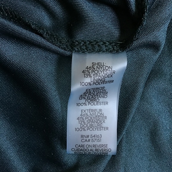 Calvin Klein. 3/4 sleeves. Black & green velvet floral. V-neck. High-low hem. - Picture 7 of 9